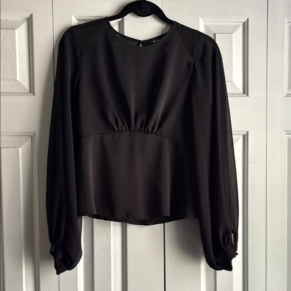 Express Black Fitted Ruched Blouse